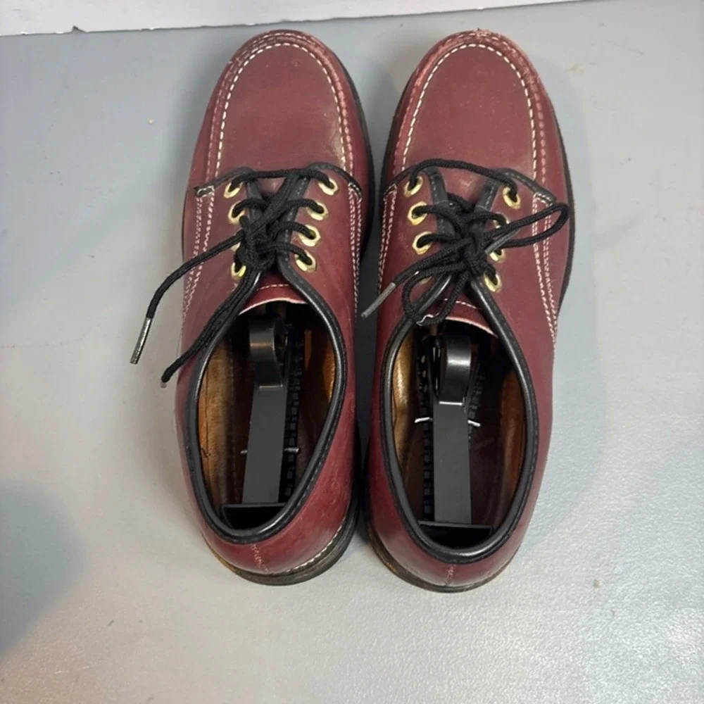 Vintage Moc Toe Oxford Shoes Mens 9D‎ Burgundy Leather Workwear Heritage Korea